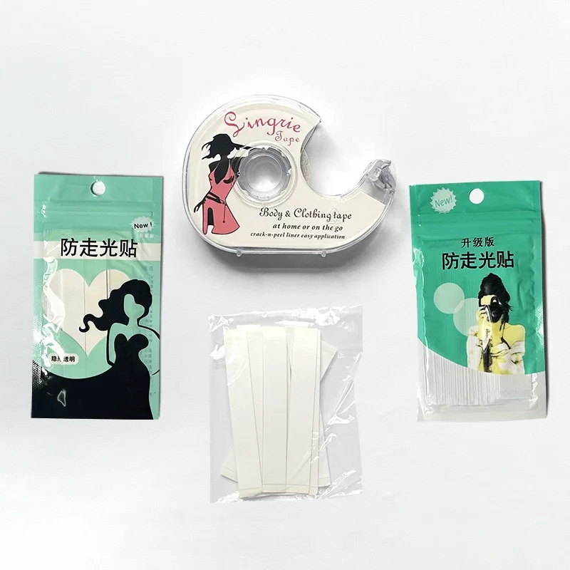 INVISFEEL Double Sided Tape Body Clothing Fix Tape Adhesive Tape Double Sided Anti-light Stickers with Dispenser Underwear Round
