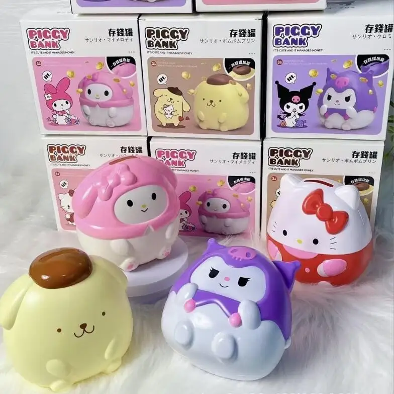 XUX Fashion Kuromi Melody Cinnamoroll Piggy Bank Kawaii Girl  Boy Money Bank Big Capacity kids Gift