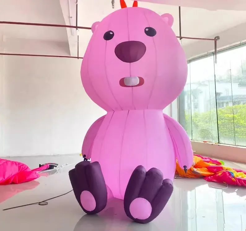 Pink Loopy Cartoon Inflatable Doll Customized Inflatable Pink Beaver Advertisement Outdoor Inflatable Model Decoration For Sale