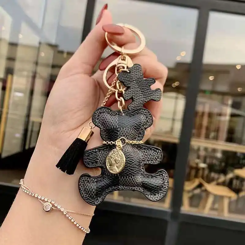 Creative cartoon old bear doll Keychain cute men and women car bag pendant Keychain small gift