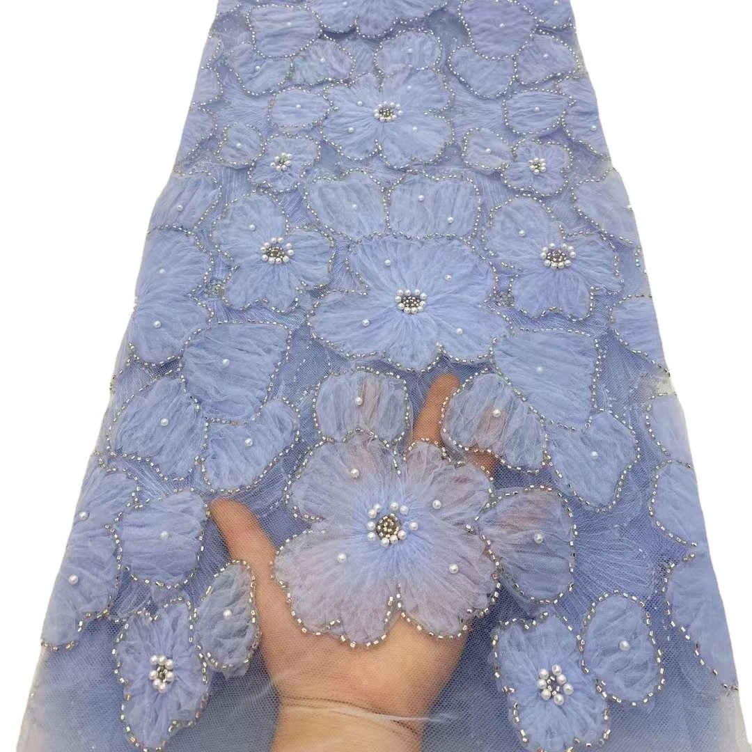 lace design sequins lace fabric with beads for wedding dress dubai flower lace embroidered fabric