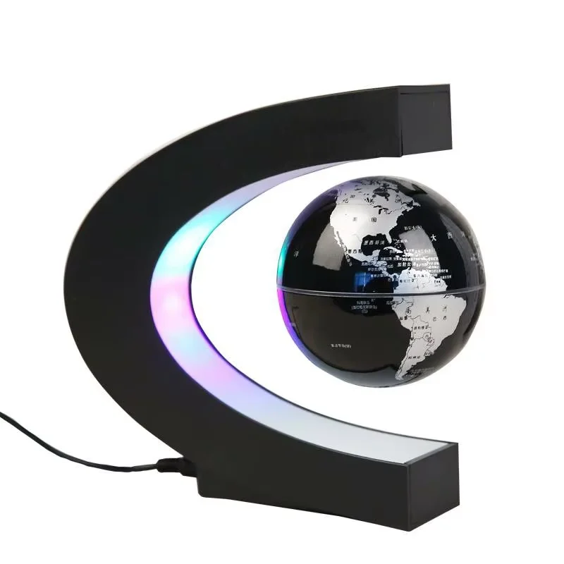 C-Shaped Maglev Globe with LED Lights Anti-Gravity World Map Light Globe