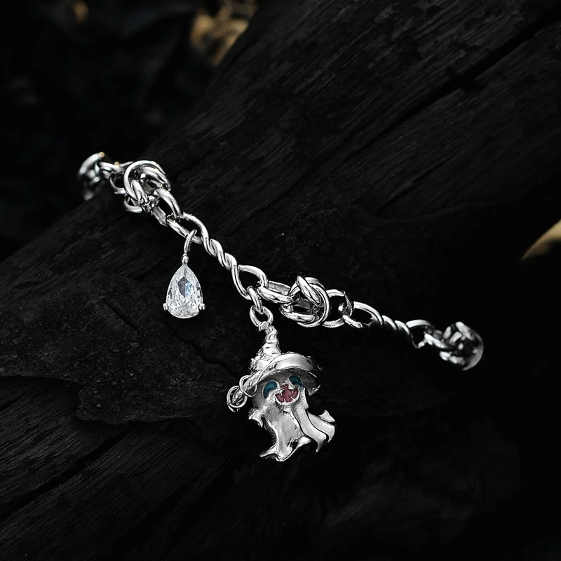 ICEBELA Unique Magic Hat Ghost Bracelets Unisex Delicate Funny S925 Sterling Silver Halloween Bracelet for girls
