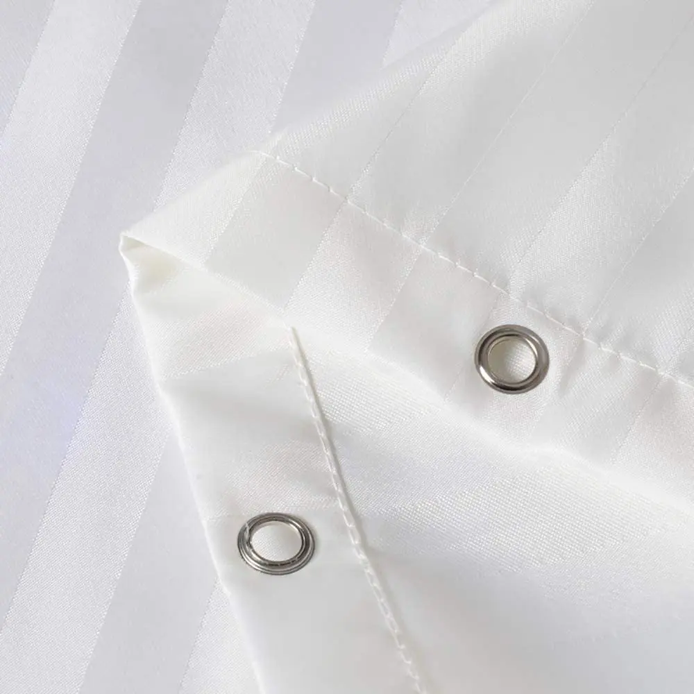 Bathroom Shower Curtains Mould Proof Resistant Polyester Cloth Anti Bacterial Waterproof White Satin Stripe shower curtain