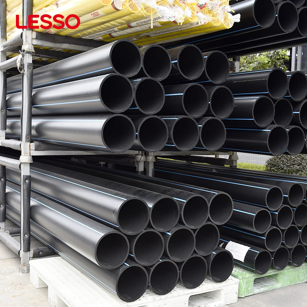 LESSO recycled and environment-friendly sewage treatment  pe 80 or pe 100 blue black pe pipe 90 110 250 280 315 500mm