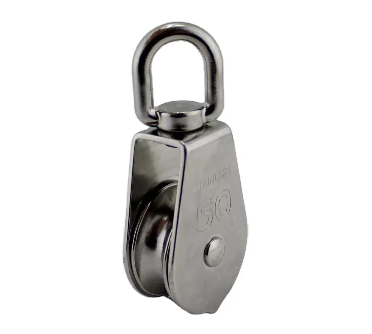 Stainless Steel Wire Rope Crane Pulley Block Lifting Crane Swivel Hook Pulley Single Sheave Swivel Eye