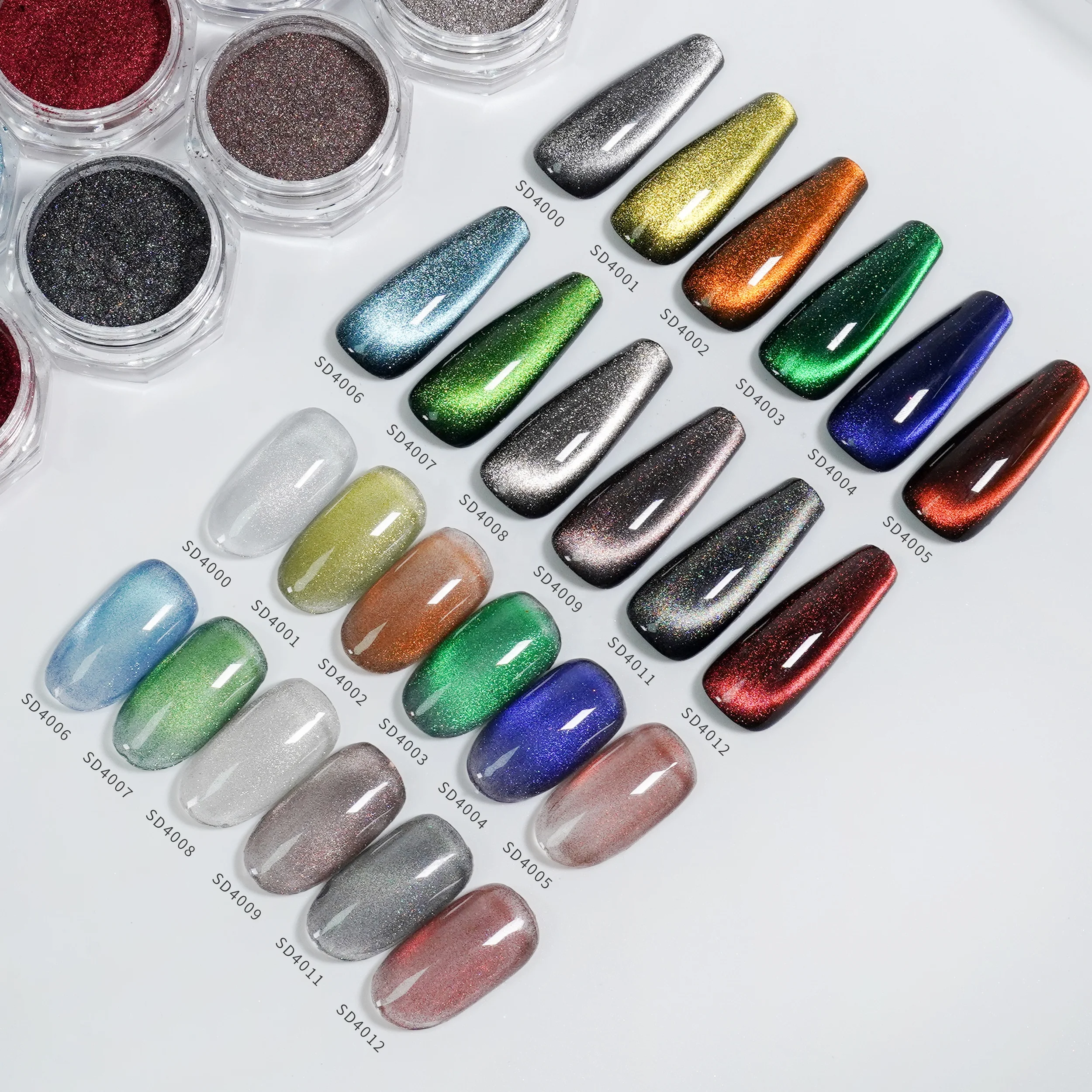 FEISHI Fashion Custom Wholesale Nail Pigment Powder Mica Magnetic Symphony Cat Eye Manicure Chrome Powder  For Nail Salon