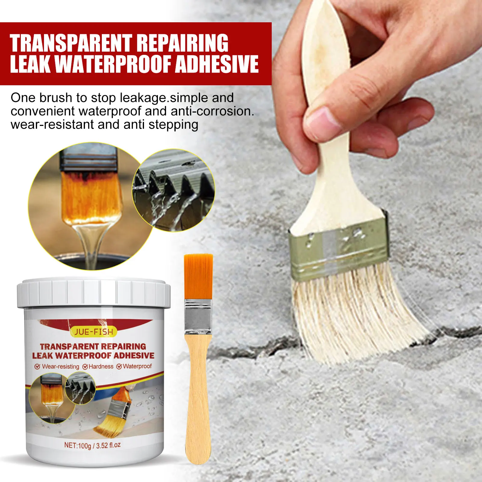 Jue-fish Waterproof Wood Paint Hardness Colourless Sealant Soft For Roofing