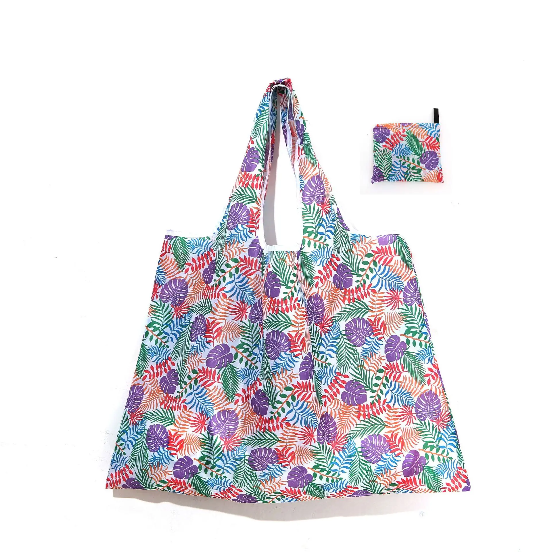 Shopping bags Custom eco recycle nylon foldable grocery tote bag polyester reusable folding shopping bag