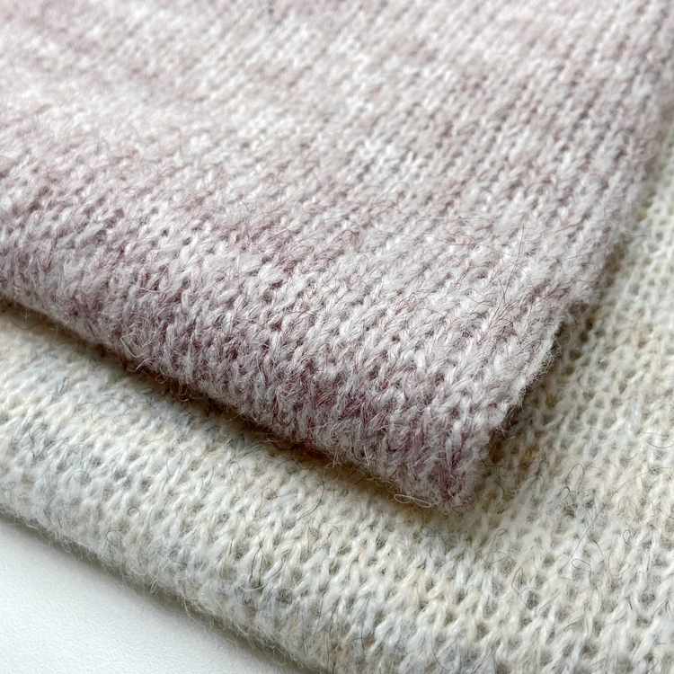 Soft acrylic polyester nylon wool stretch knit coarse needle rib 210GSM brushed hacci fabric for cardigan