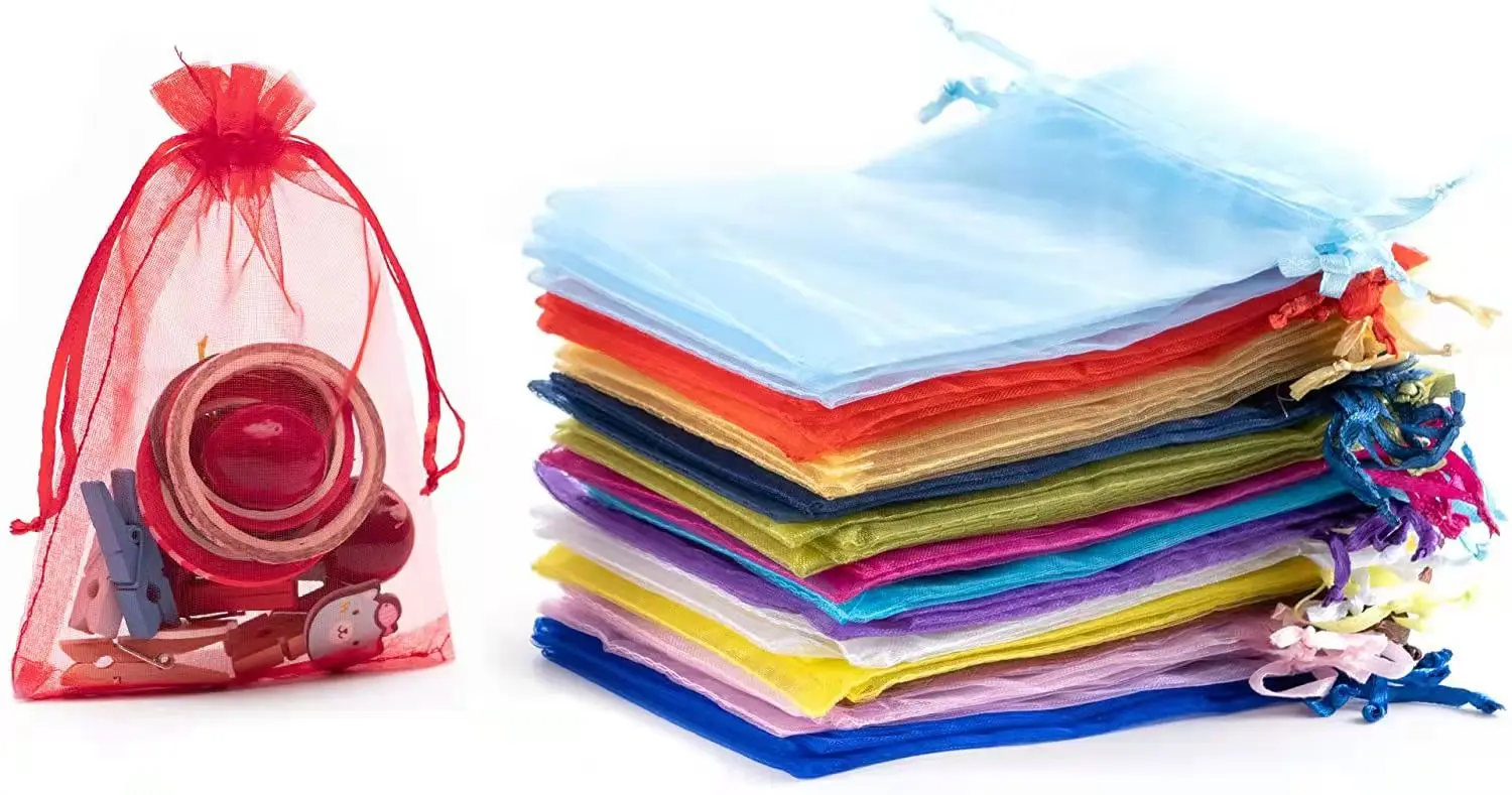 Spot wholesale customization 20*30cm random color drawcord Organza jewelry bag