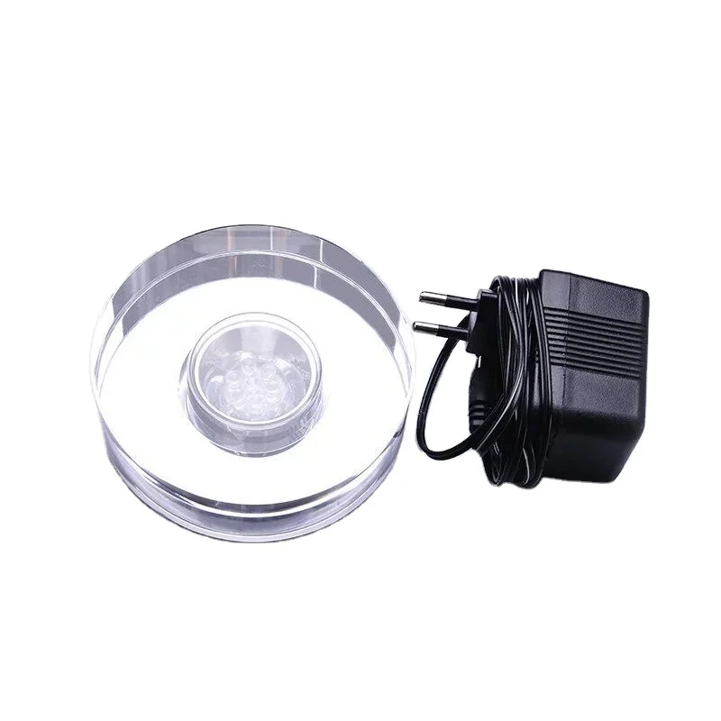 Round small multi color led crystal light base for displaying k9 clear crystal LED Base