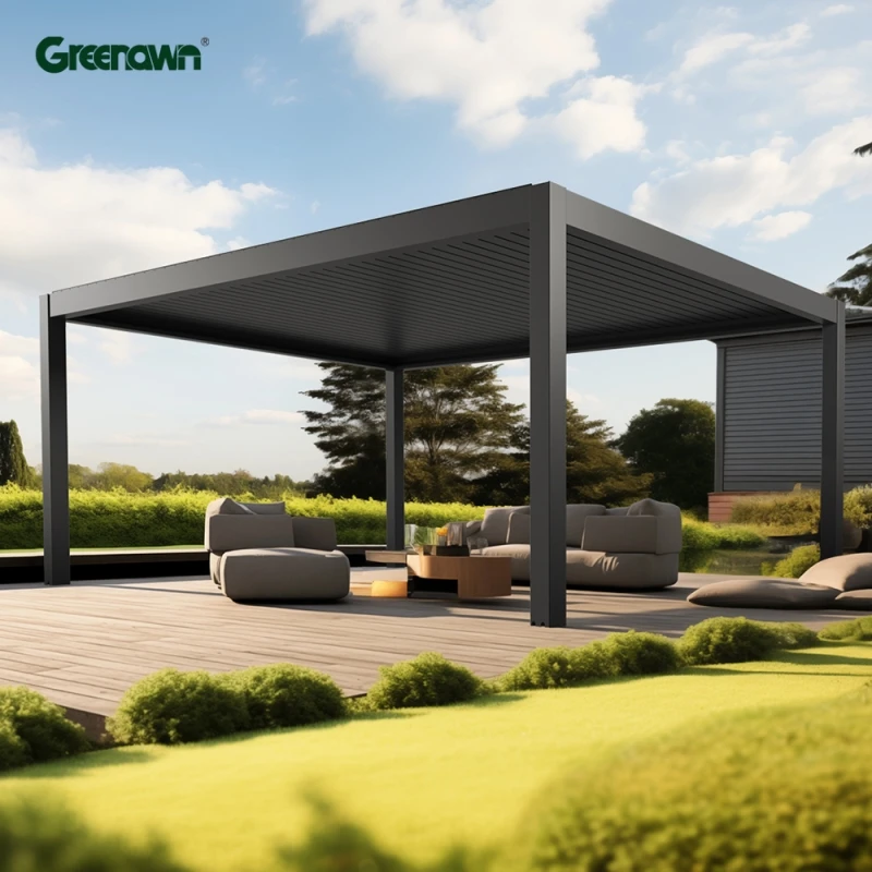 Motorised Patio Sunshade Rainproof Aluminium Pergola Louver Roof System RGB Bioclimatic Pergola 3x3 3x4 4x4 6x4