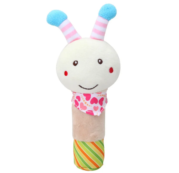 BBSky Stuffed Animal Baby Soft Plush Hand Rattle Squeaker Stick toy