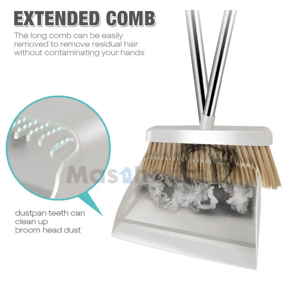 Masthome Professional Supplier Home Office Kitchen Pet Bristle Broom Fiber Ceiling Broom And Dustpan Set