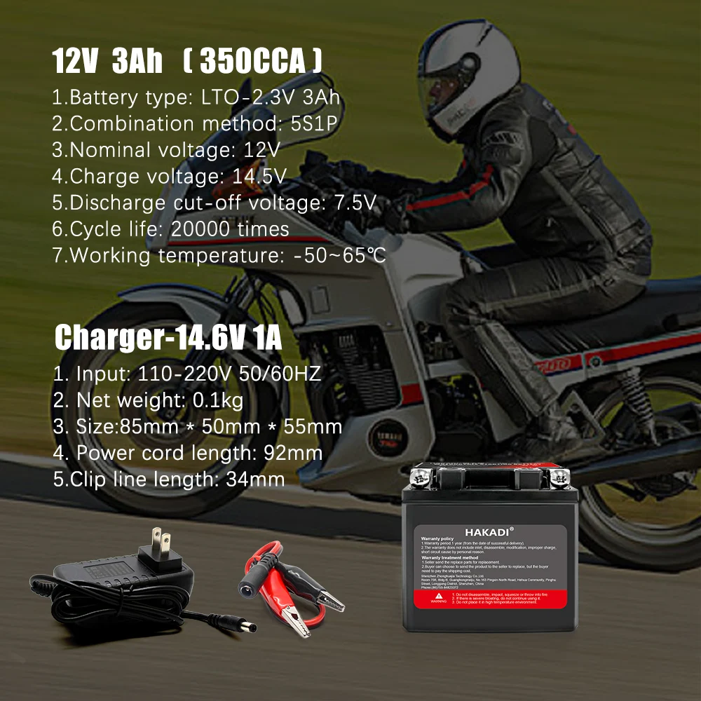 Start Power 12v 3A LTO Batteries Pack Rechargeable Lithium Cell 2.3v 2.9A Built-in BMS for Car Motorcycle 350CCA 1000CC