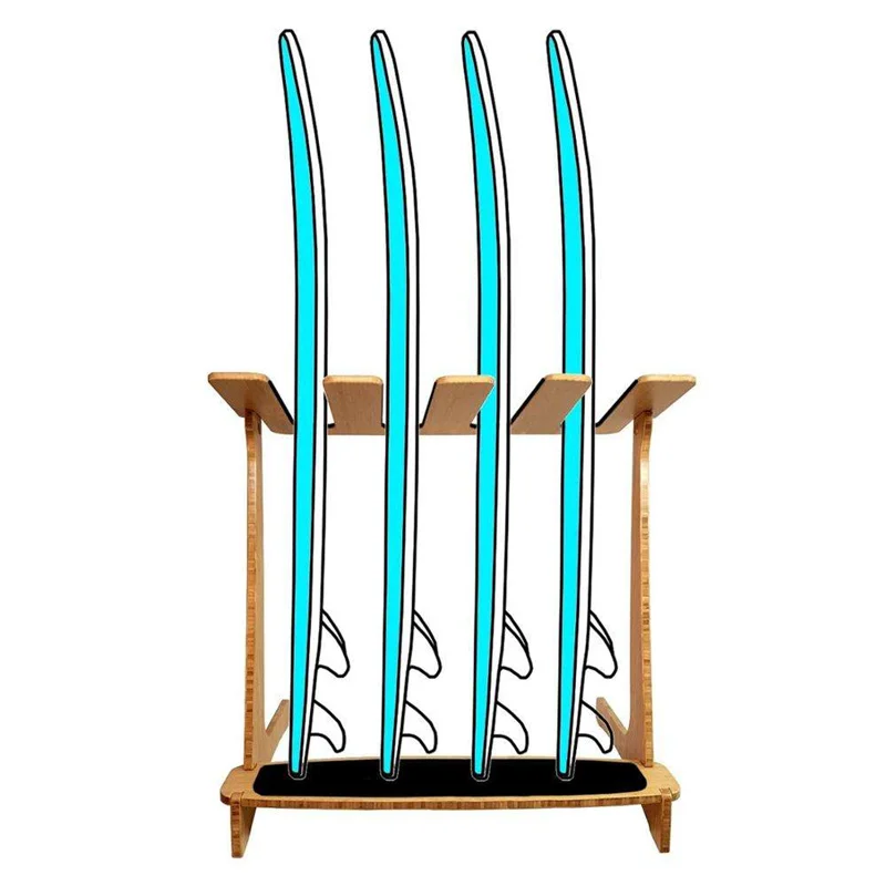 HIFUN Bamboo Freestanding Vertical Surfboard Rack