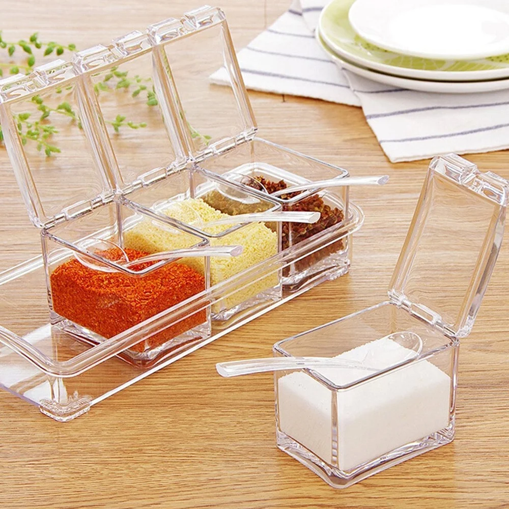 Kitchen Durable 4 Compartments PS Condiments Set