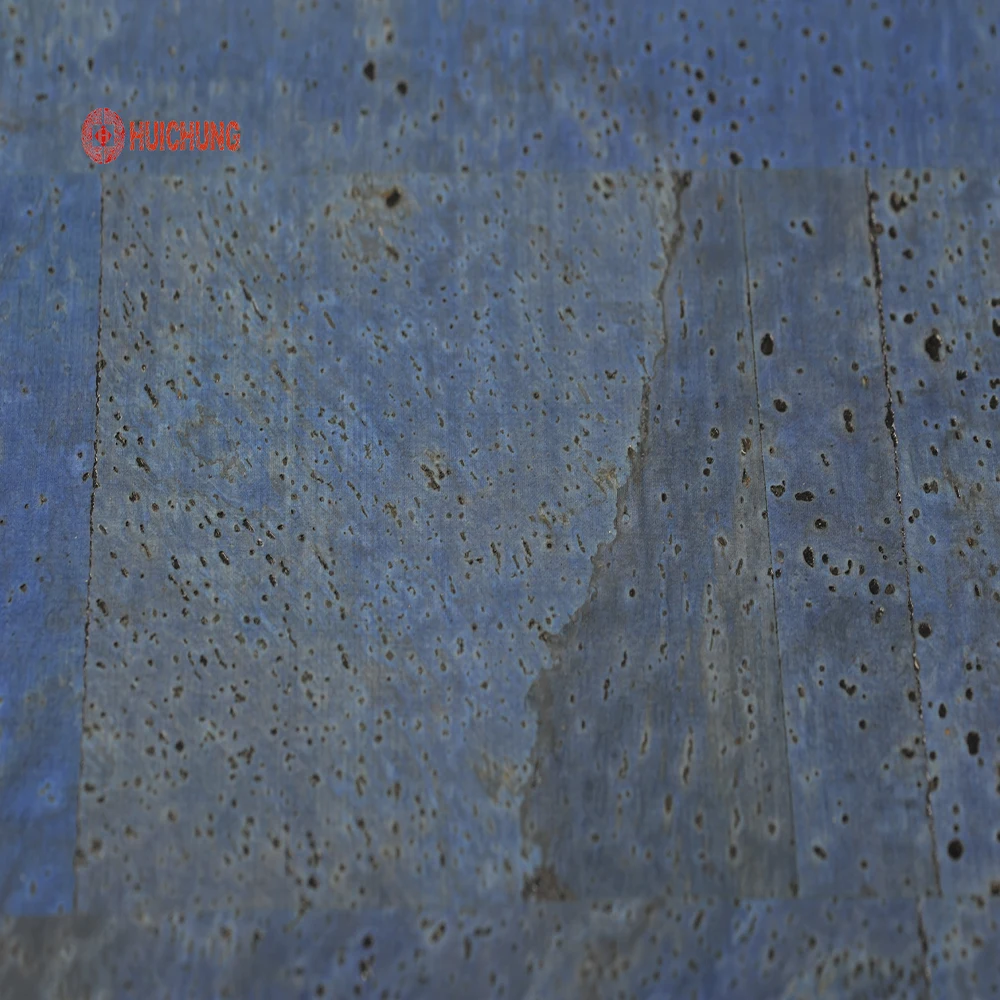 Cork Material for Bags Natural Portugal Special Design Colourfast Denim Blue Color Cork Fabric Lady Bags Bread Pattern A4 Sample