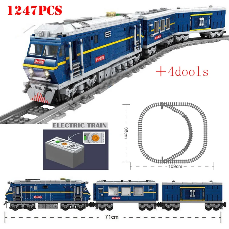 KAZI Technic RC Электропоезд городской железнодорожный поезд модель сборки кирпичей батарея работает с рельсами строительные блоки игрушки подарок