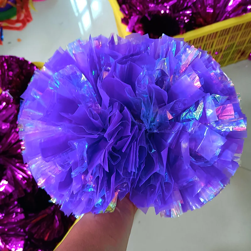 Fast delivery Best quality thick Material Plastic Mulit color 3.5inch Turquoise Baton hand cheer pom poms Purple