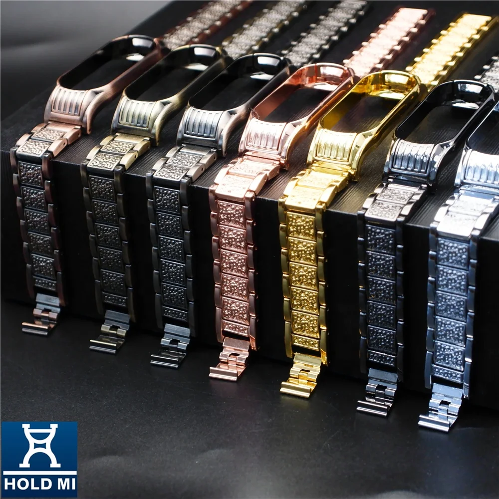 HOLDMI new 43048 avengers series antique copper color stainless steel watch band for mi band4