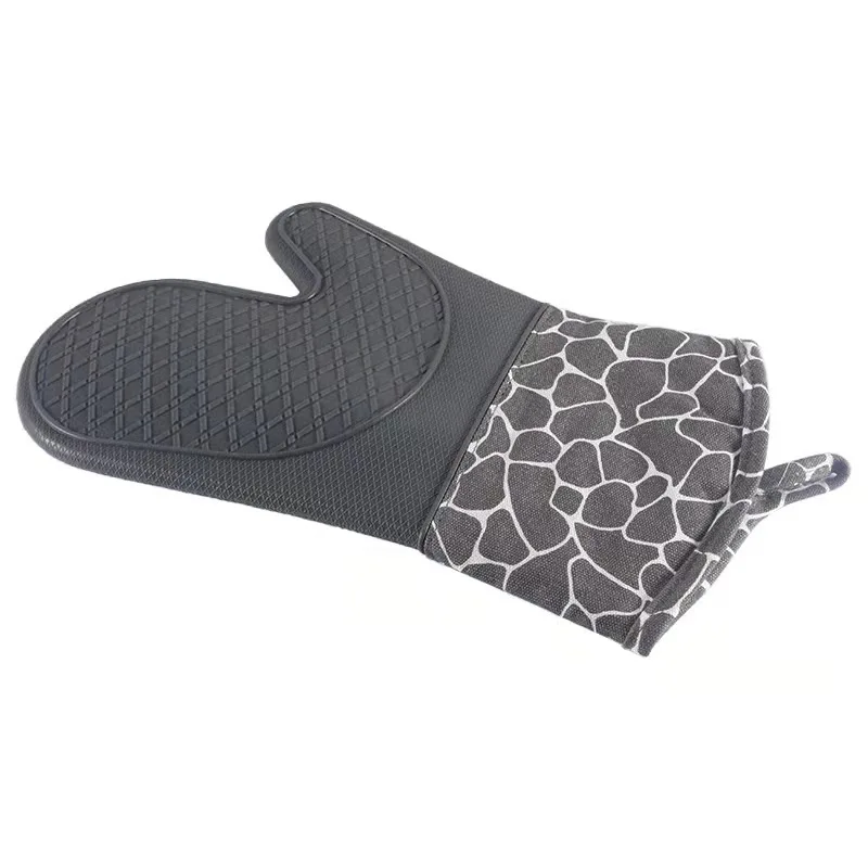 Pattern Printed 100% Cotton Custom Oven Mitt And Black Pot Holder Set Heat Resistant Oven Glove And Sublimation Pot Holder