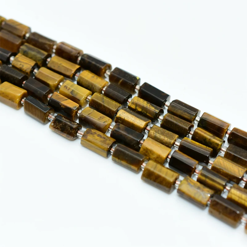 Trade Insurance 7*11mm High Quality Natural Tube Yellow Tiger Eye Loose Beads