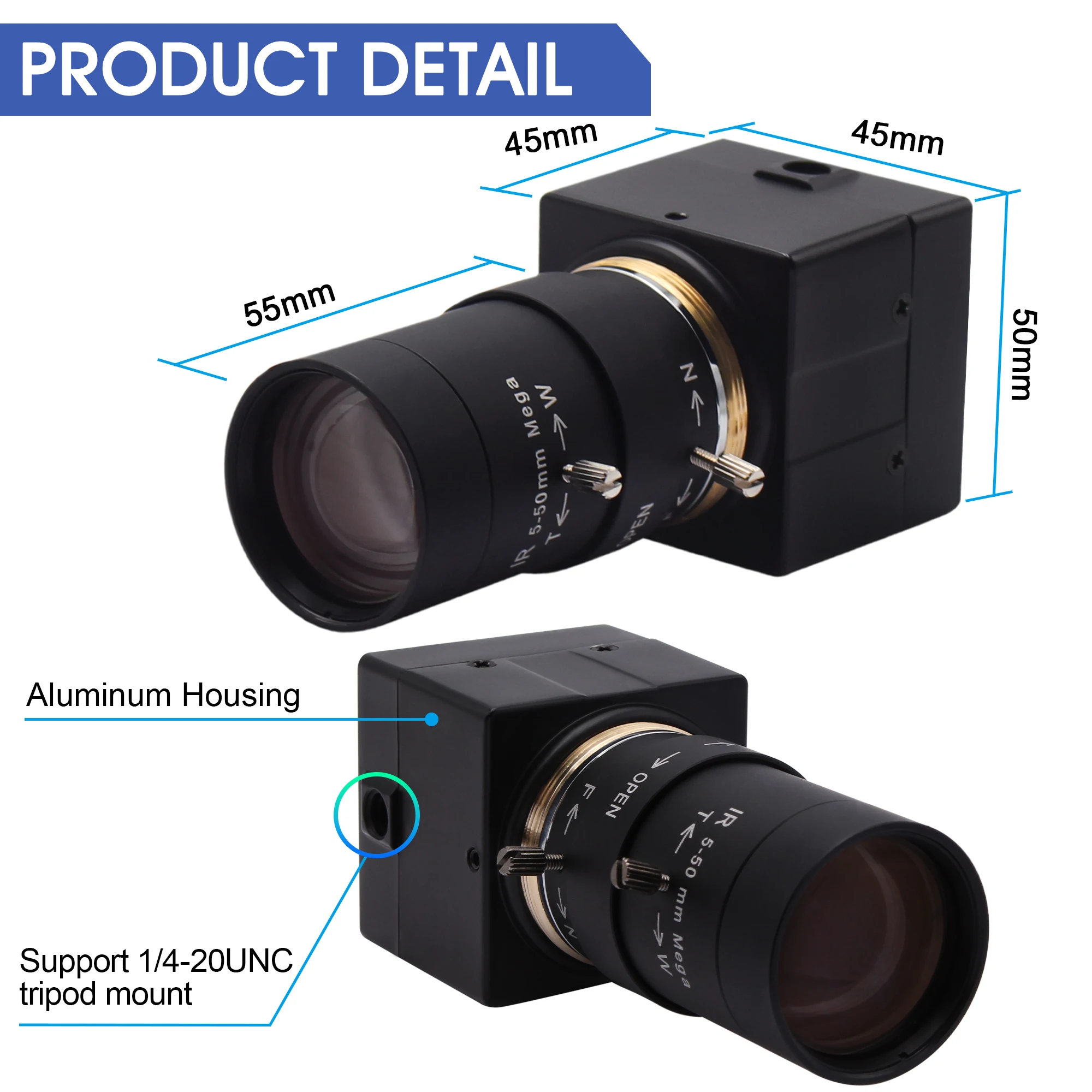  ELP 4K Camera Sony IMX415 sensor 5-50mm varifocal 10X optical zoom webcam Action & Sports for Windows Linux