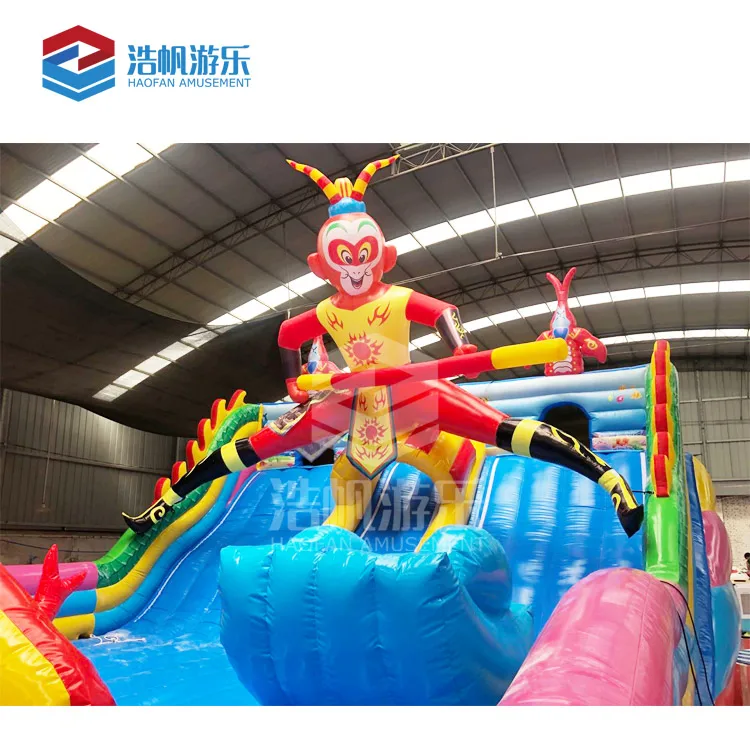 High Quality Amusement Inflatable Monkey King Bouncer Castle With Slide Inflatable Monkey King Castle Jumping