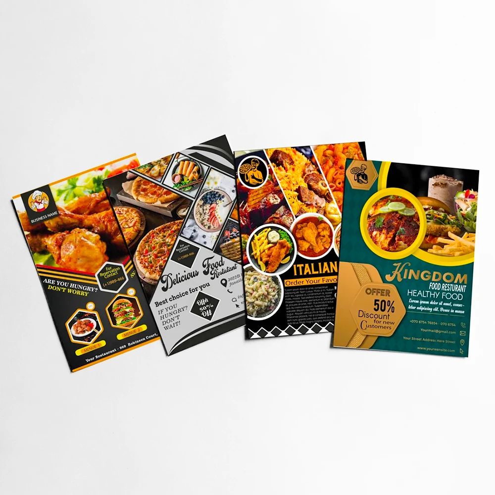 Customized Printed Flyer Trifold Brochure Instruction Manual Advertising Leaflet Takeout Menu Poster Printing