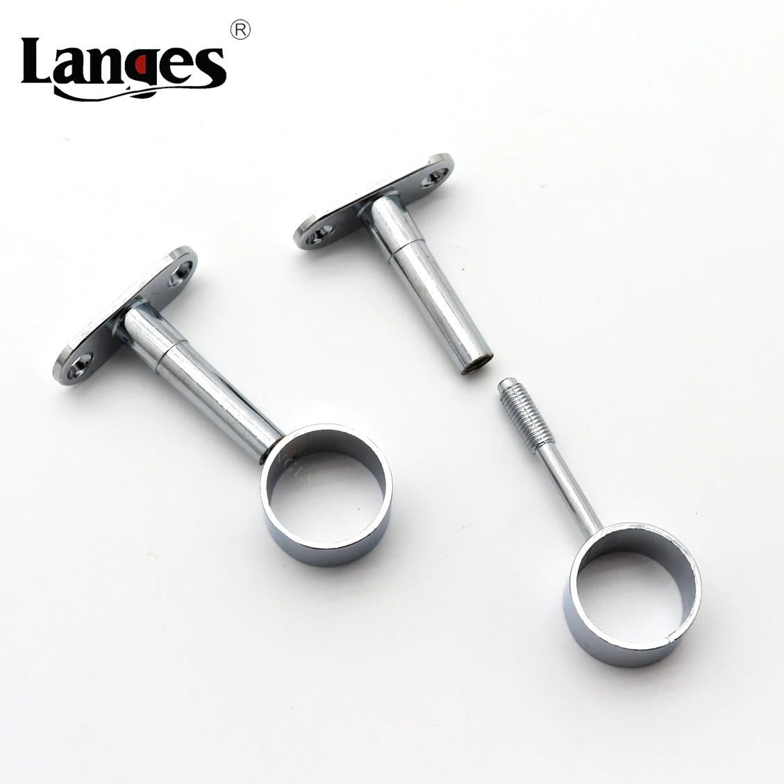 Adjustable Stainless Steel Ceiling-Mount Round Head Bracket Wardrobe Pipe Closet Flange Holder