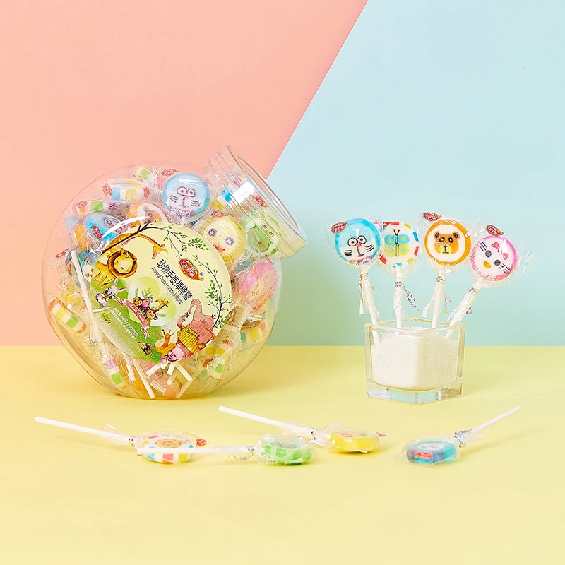 Factory Wholesale custom candy exquisite colorful fruit hard candy Lollipop