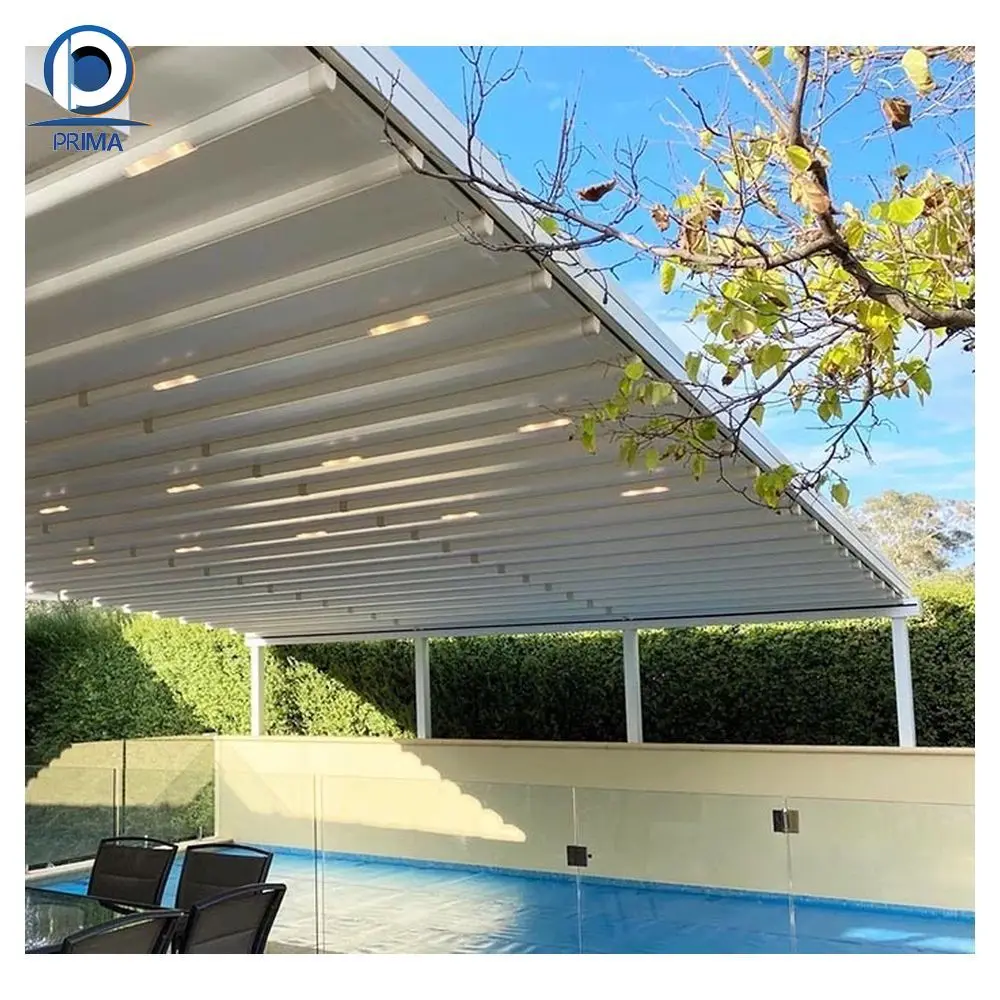 Prima Factory Price Silent Folding System Aluminum PVC Pergola Automatic Awning Retractable Roof