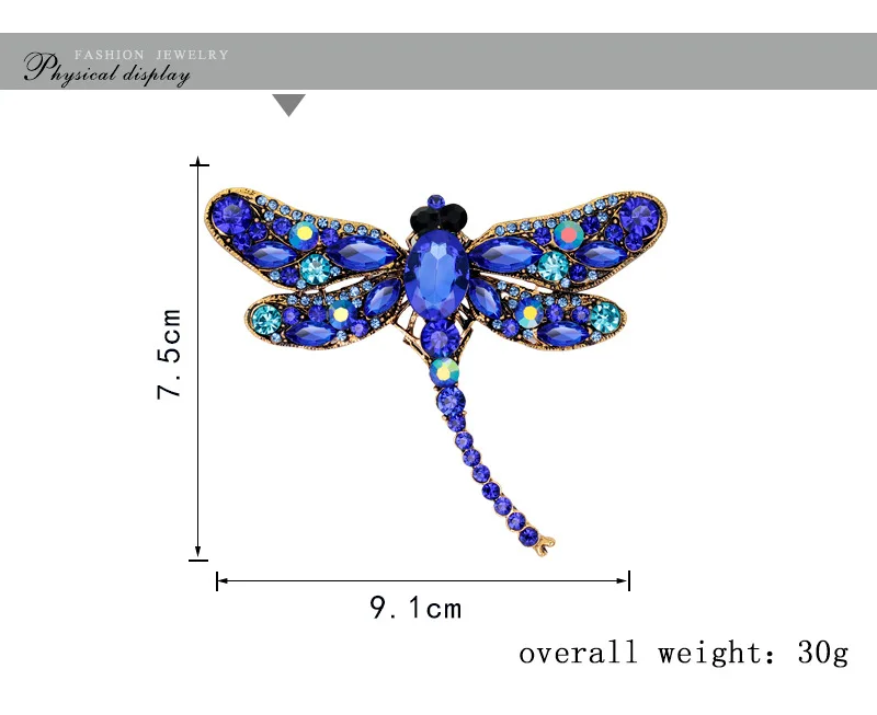 DAE140 Fashion Dragonfly Brooches Rhinestones Brooch Pin Vintage Brooch for Women