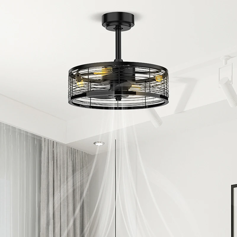Manufacturer Modern 16 Inch Flush Mount LED Ceiling Fan with LED Light Remote Control Black Lamp for Living Room Bedroom