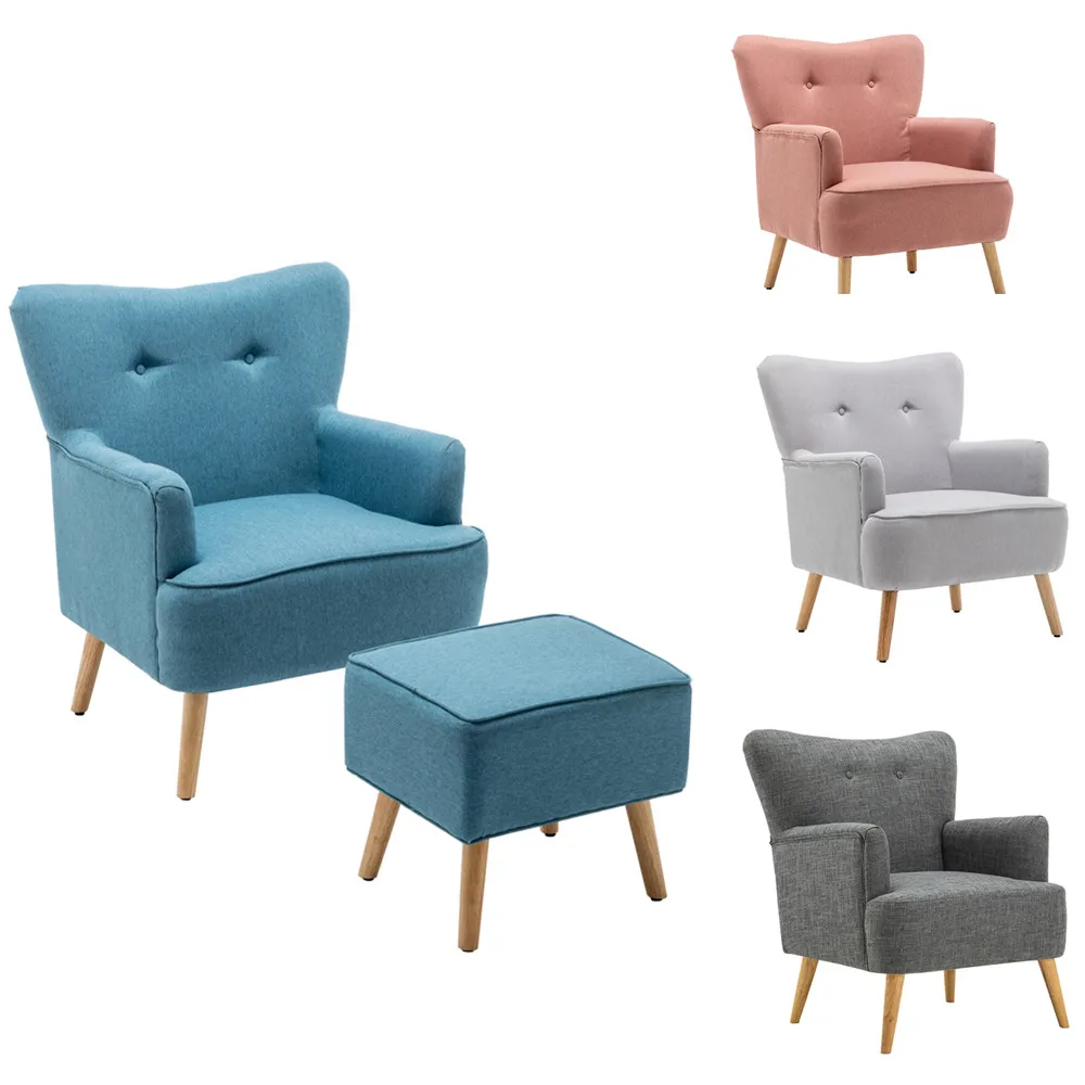 Современное кресло в японском и корейском стиле, акцентное кресло, стул с оттоманкой и подставкой для ног в гостиной