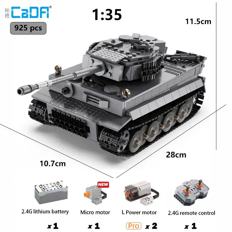 CADA C61071 925 шт. 2 4 г пульт дистанционного управления World War II классический набор кубиков для танка тигра своими руками мелкие частицы строительные блоки игрушки подарок