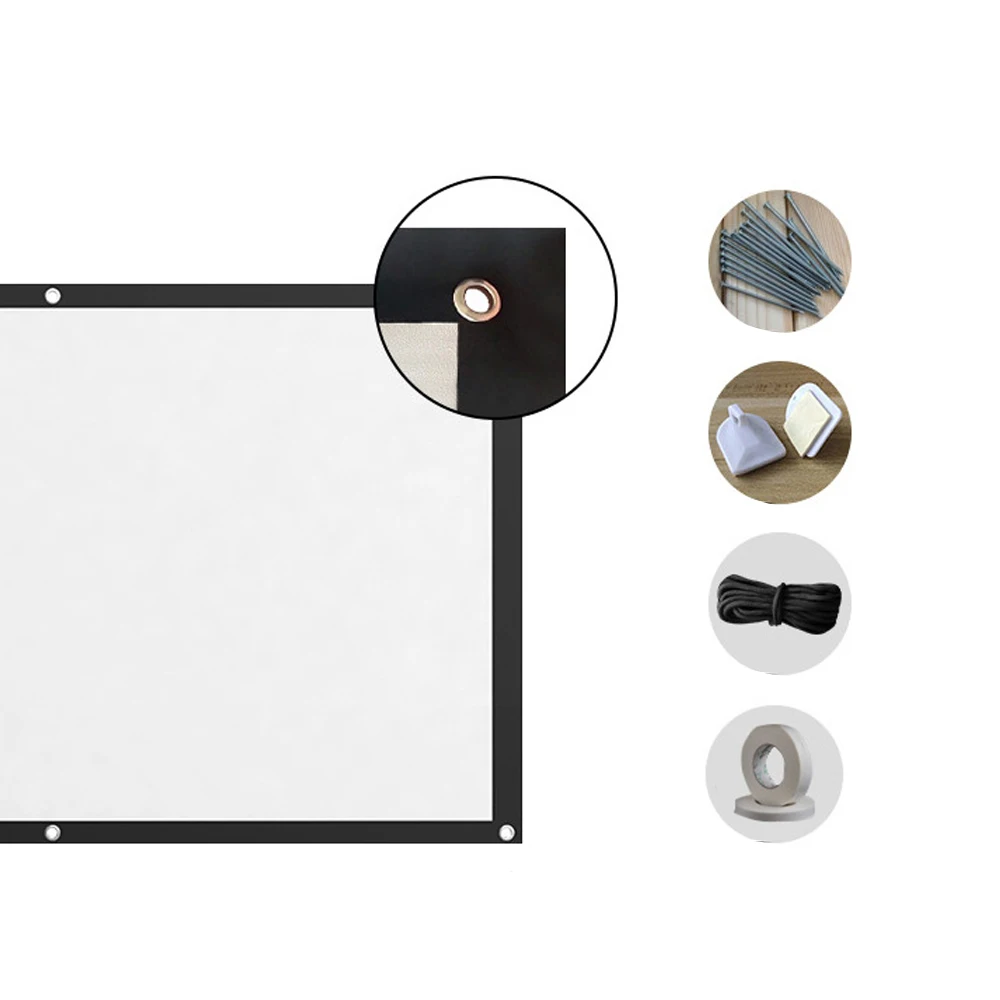 
High Quality 120 inch 16:9 HD Wall-mounted Simple Projection Screen White PVC Material 