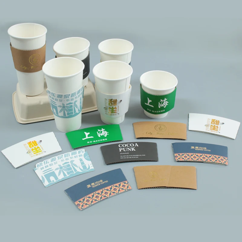 Wholesale Custom Printed Disposable Paper Coffee Cup Sleeve