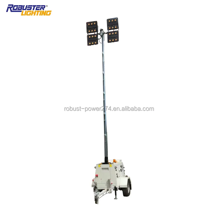 9M Mast LED Light Tower  Hydraulic Telescopic Mobile Lighting Tower portable generator