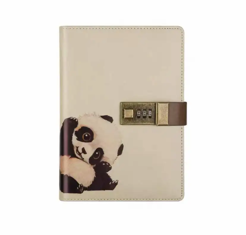Hot Sale Pu Leather Cute Animal Notebook Journals With Locks A6 B6