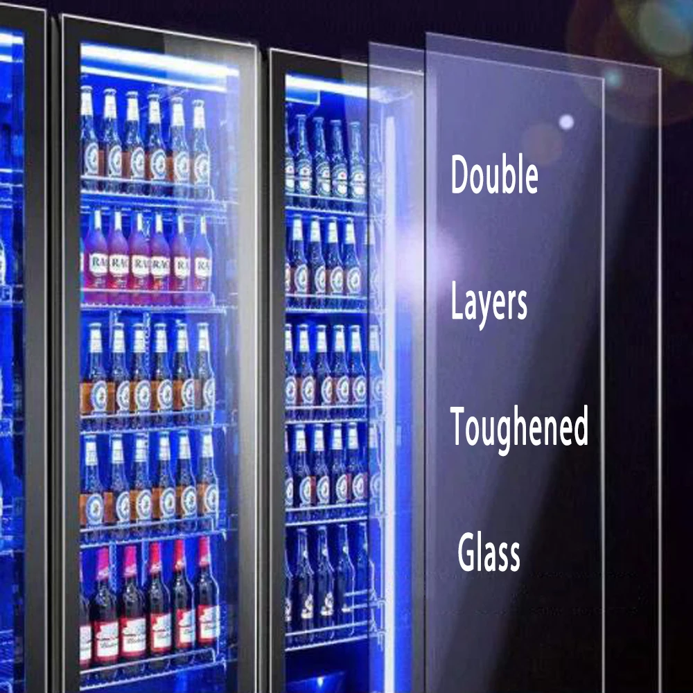 Grocery store bottle drinks 2 door upright vertical fridge refrigerator