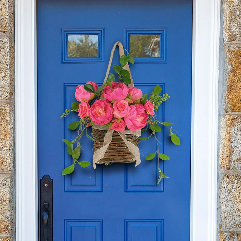 2407 ganglian Rose garland Wholesale simulation plant door hanging home basket decorations