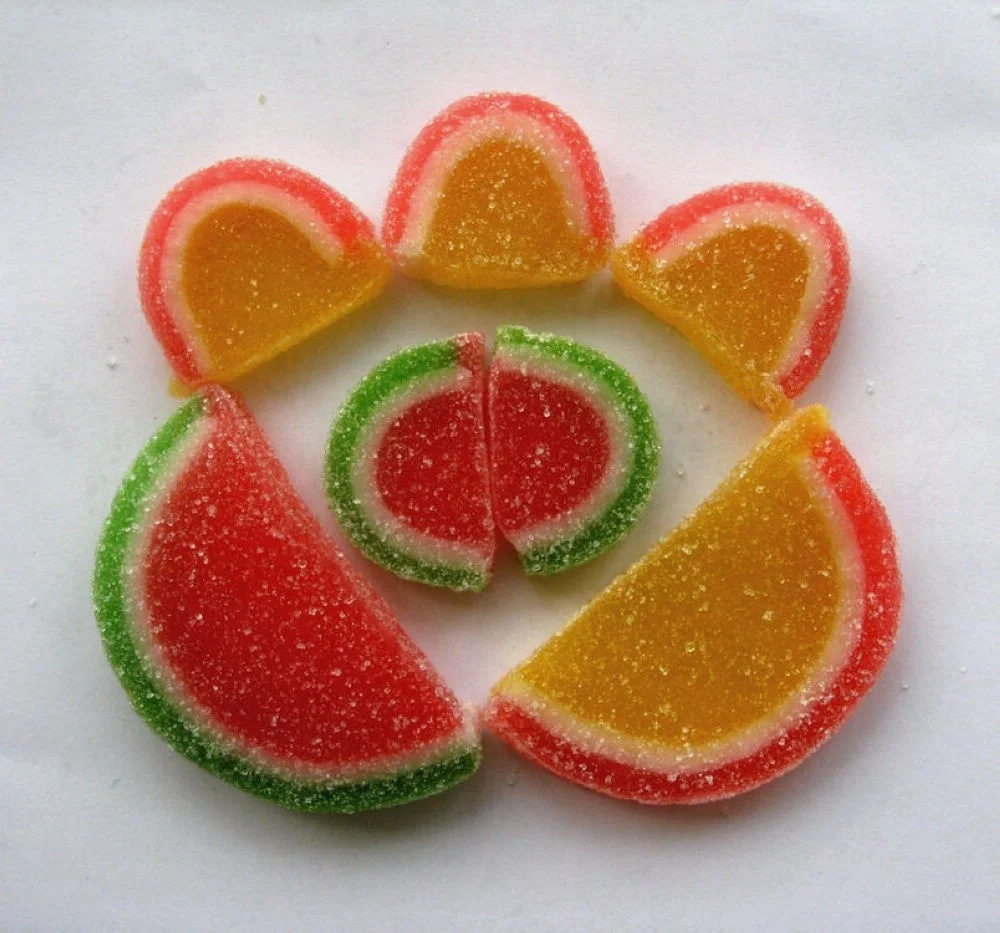 Ломтик арбуза, фруктовый ломтик в форме крупной партии, желейные бобы