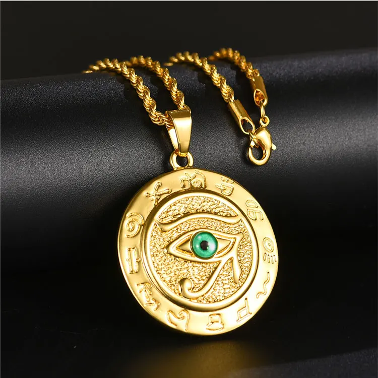 Custom Fashion Eye Of Horus Gold Plated Necklaces Sets Jewellery Statement Alloy Chain Men Necklaces Jewelry For Women