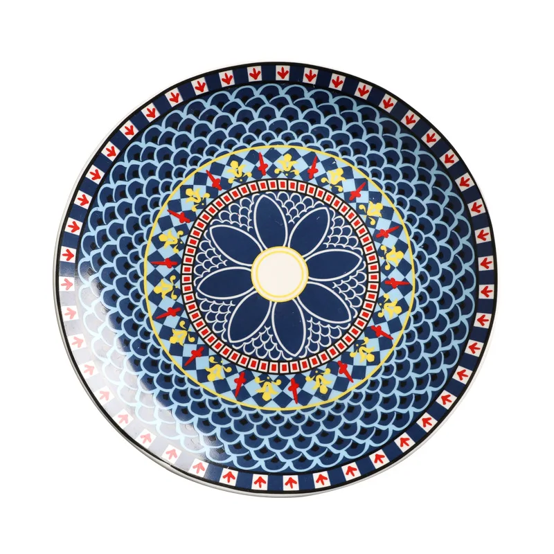 2023 Colorful Dinner Dish Round Plates Porcelain Ceramic Dinnerware Plate