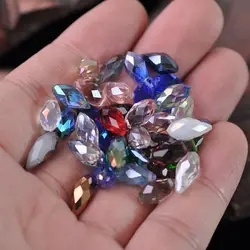 AB/Pure Colors & Plated Teardrop Faceted Crystal Glass 6mm 8mm 10mm Top Drilled Pendant Drops Loose Beads For Jewelry Making DIY