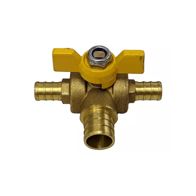 Brass 3 Way 3/8' x 5/8' x 3/8' PEX Ball Valve Custom Automobile Heater Hose Three Way Ball Valve