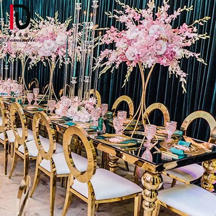 Wholesale luxury banquet dining hall restaurant glass wedding tables for sale